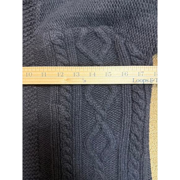 Tory Burch Dress Womens XS Black Pure Merino Wool Bell Cable Zip Cardigan Goth - Picture 7 of 16